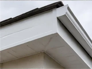 Clean white fascia and soffit along the roofline