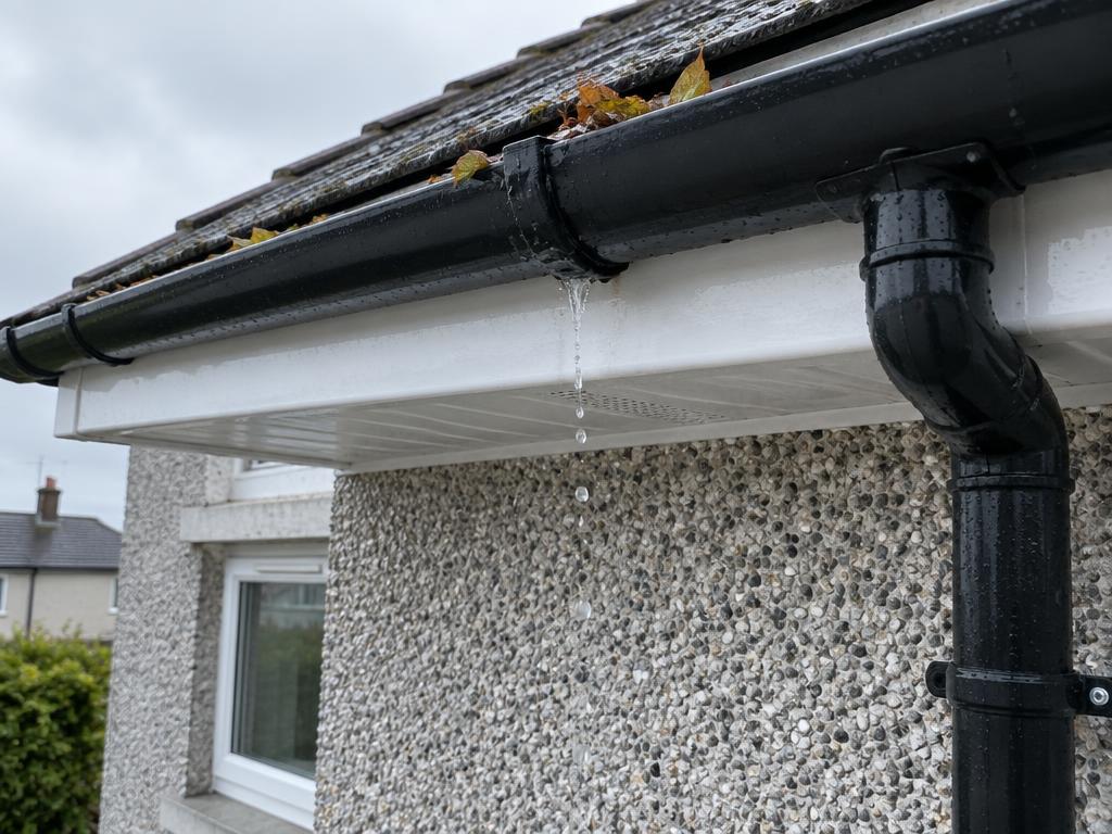 Black guttering and downpipe on an Irish home